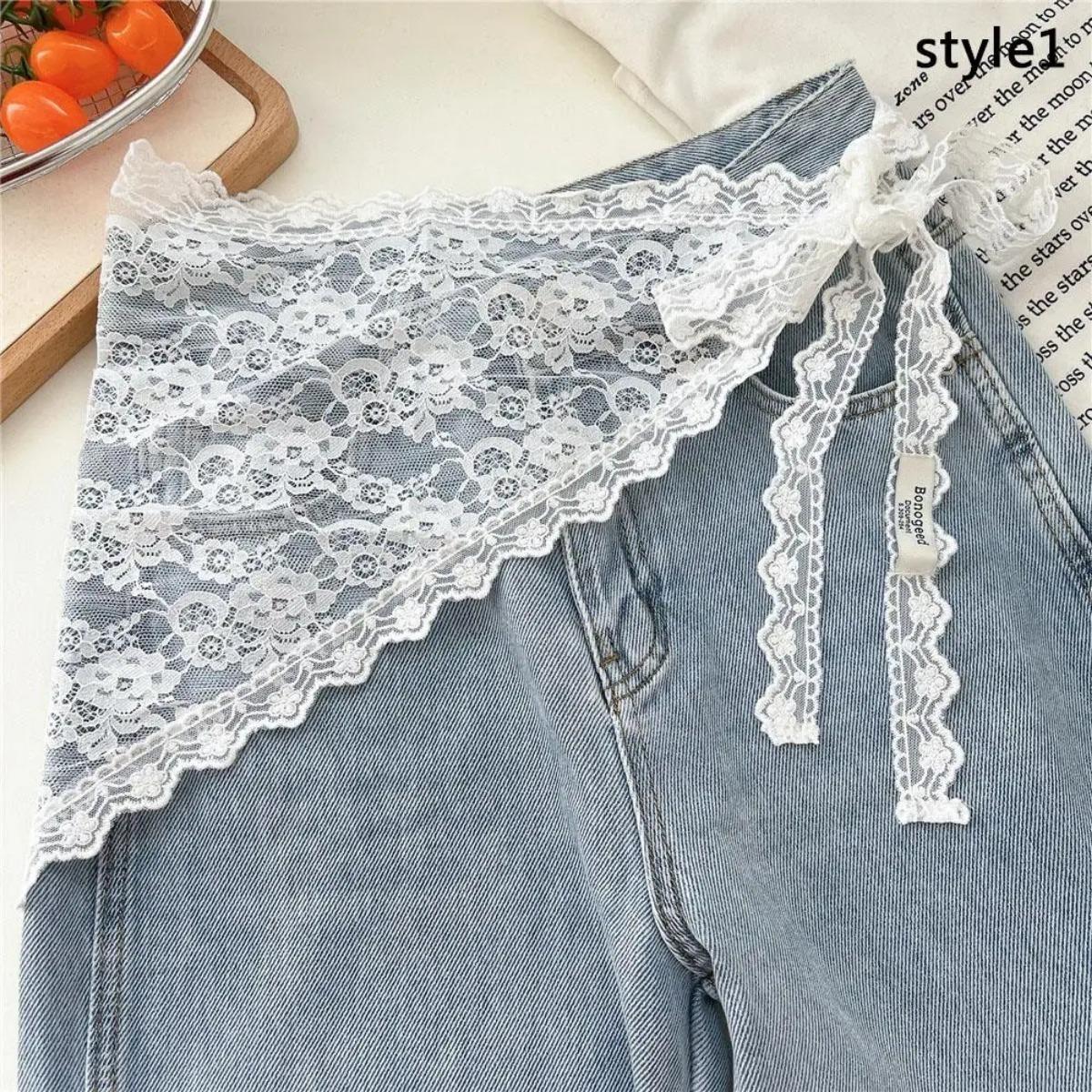 

Короткая юбка-треугольник, юбка-полуюбка, юбка-шторка с кружевной отделкой, маленький фартук, мягкий кружевной многослойный платок в корейском стиле One Size белый