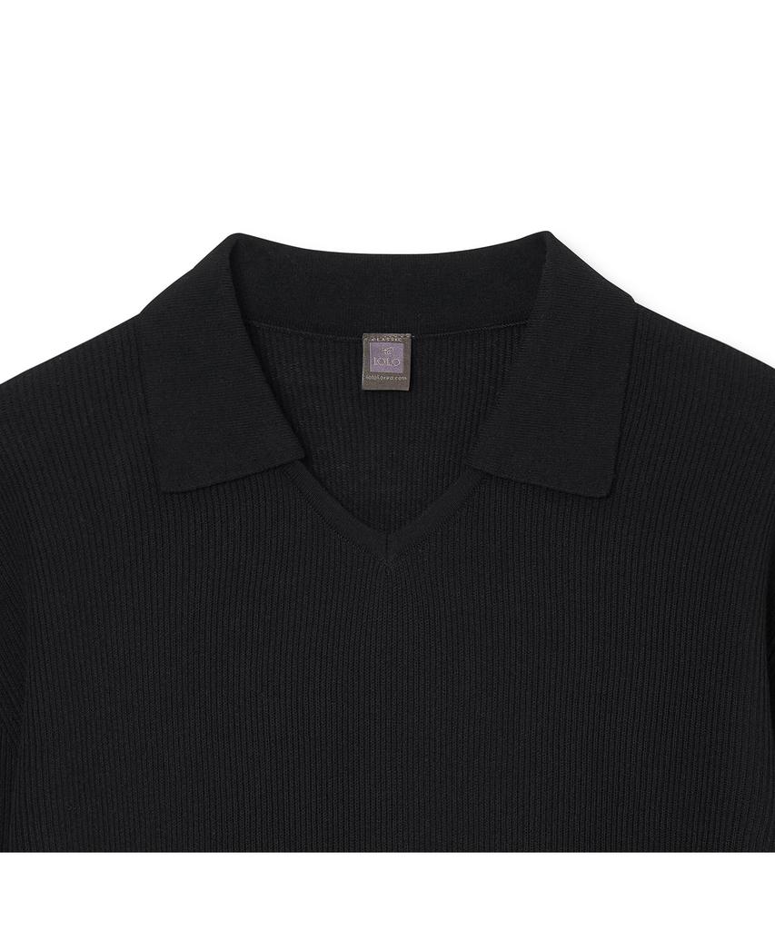 IOLO Light Cotton V-Collar Sweater_Black