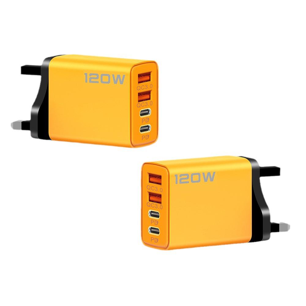 120W Dual PD & USB Charger for Apple, Huawei, Xiaomi - EU/US/UK Plug, Type-C Fast Charging