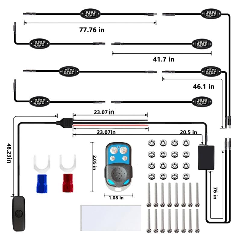 Universal LED Rock Lights 12 LEDs Underglow Lights for Truck Pickups Car ATV UTV SUV Remote Control Trail Rig Lamp