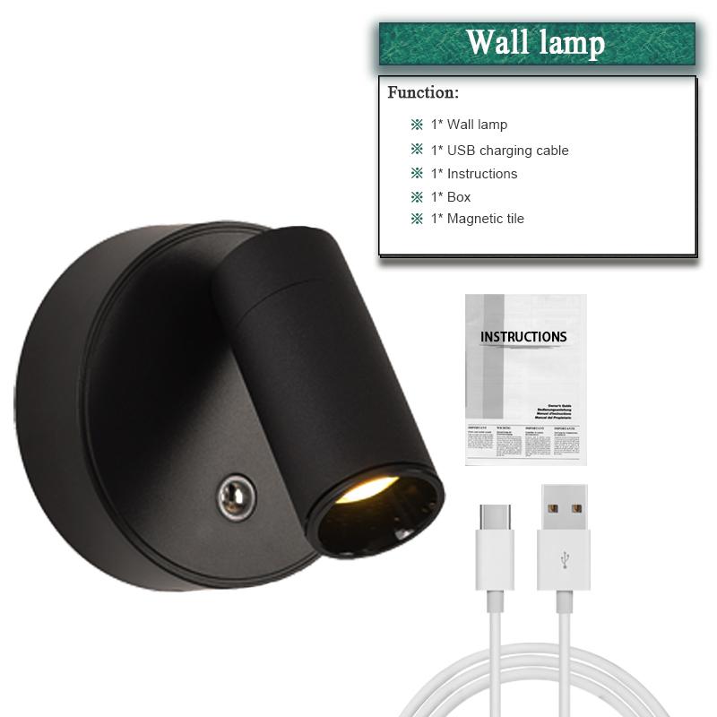 1000LM Magnetic Wall Light LED Table Lamp Touch  3-Color Dimmable  350° Rotatable USB Rechargeable Bedroom Bedside Night Light