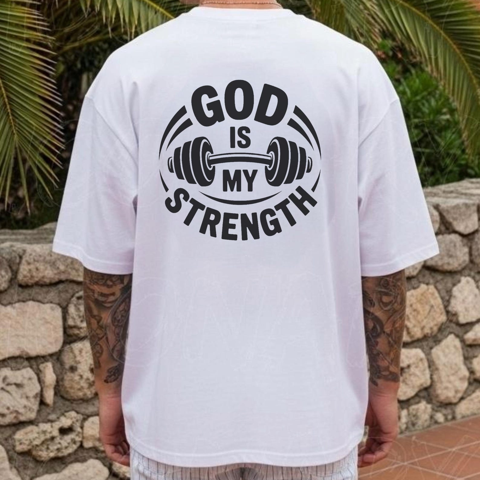 God Is My Strength Christian Gym T-Shirt: Faith Workout Apparel 4XL