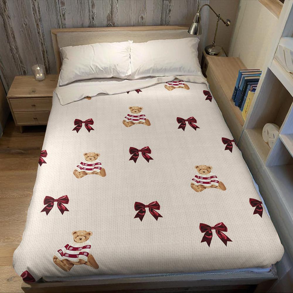 Creme Weihnachtsteddy Flanelldecke Warm Weich Halloween Weihnachten Sofa Warm Gemütlich Dekoratives Dekor Geschenk für Alle Jahreszeiten