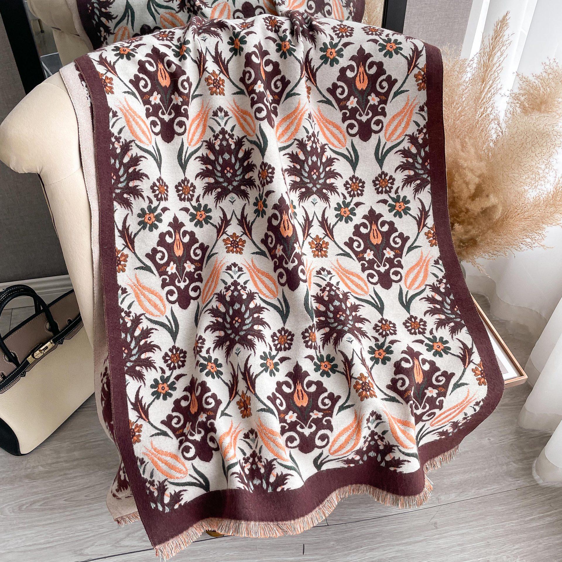 

Scarf Women s Winter New Fashion Thickened Imitation Cashmere Scarf Neck Protection Warm Shawl Double-sided Printing 190*65cm