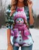 Women's Fashion Snowman Print Long Sleeve, Christmas Holiday Graphic Top, Crew Neck Casual Style, All Seasons Comfort Wear