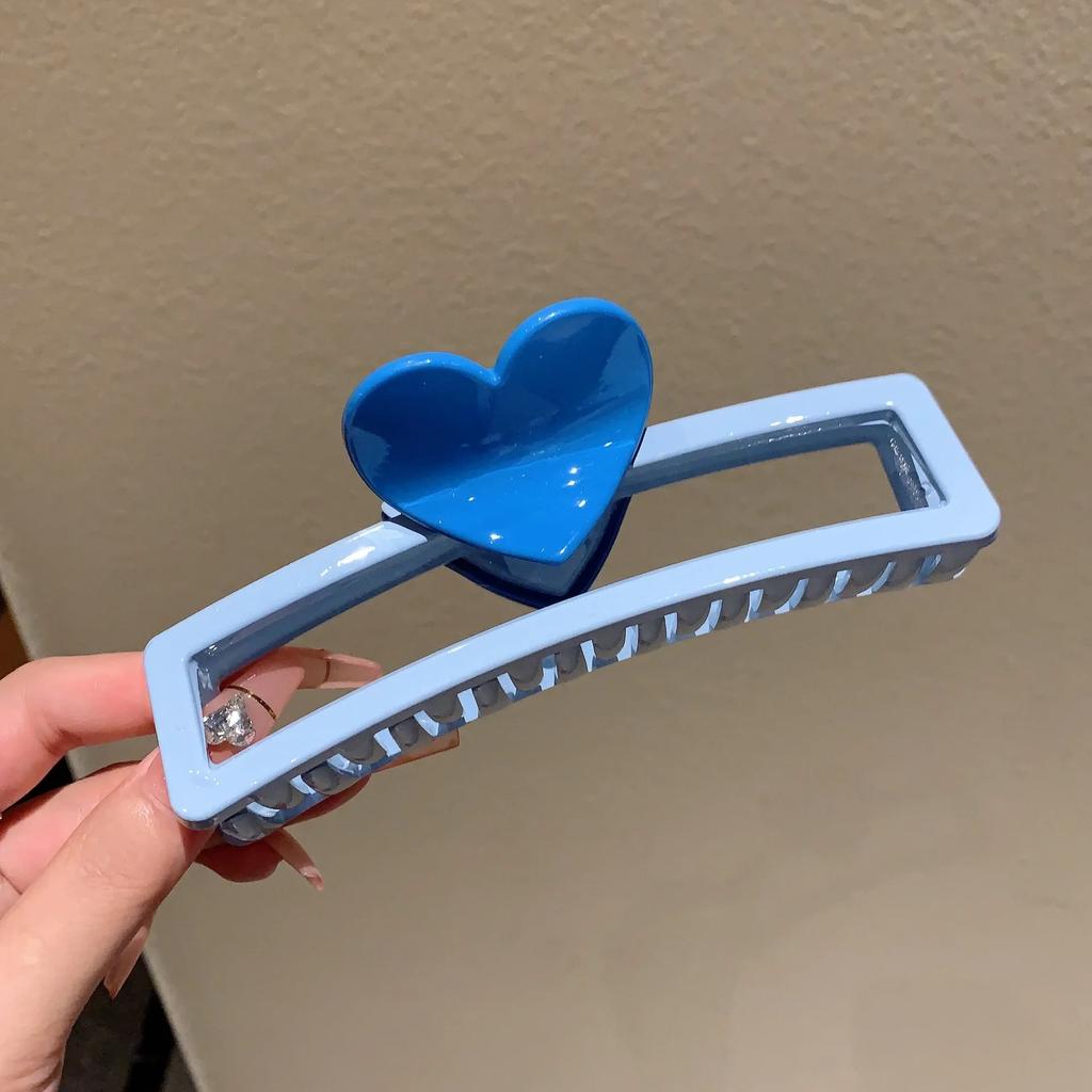 5.1in/3.3in Dopamine Colorful Love Heart Geometric Hair Claw for Women Large Size Shark Clip Thick Thin Hair Accessories Summer