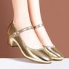 3.5cm 5.5cm Breathable Comfortable Shallow Soft Leather Shoes Mary Janes 2025 Spring Med Block Heels Shoes for Dance Office Mom