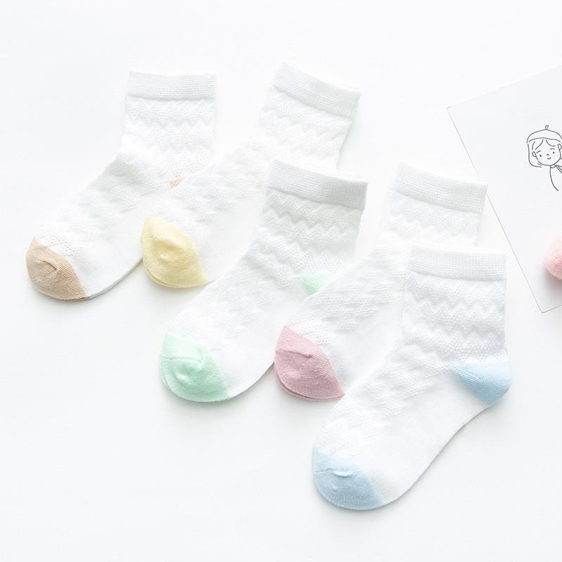 5Paare/Los 0-1Jahre Kleinkind Babysocken Einfarbig Sommersocken für Mädchen Baumwolle Netz Niedliche Neugeborenen Jungensocken Babykleidung Zubehör