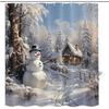 MERCHR Christmas Snowman Shower Curtain, Winter Snow Trees Rustic Farmhouse Bathroom Curtains, Durable Waterproof Fabric Bathtub Sets Home Decor 71 x