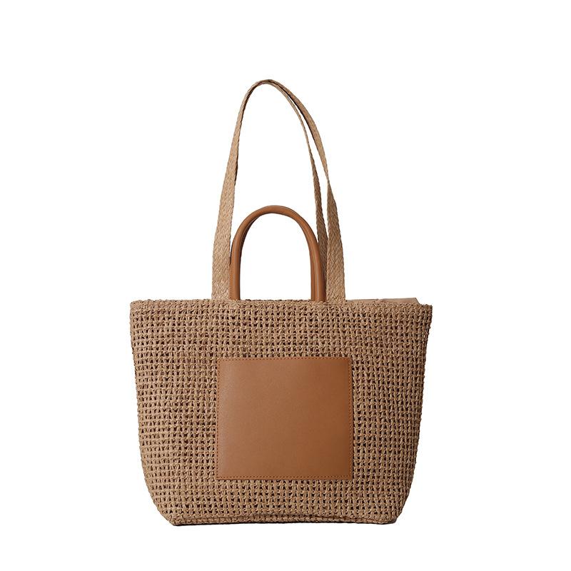 

Плетеная сумка большой вместимости для ручной носки, женская, 2025, новая модная сумка через плечо, нишевая сумка-тоут контрастного цвета хаки