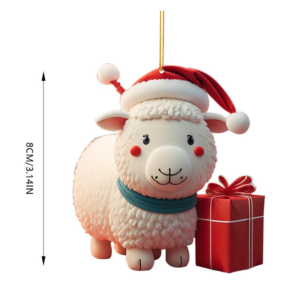 Christmas Cute Goat Home Party Decor 2D Christmas Tree Ornaments For Home Xmas Decoration Party Supplies