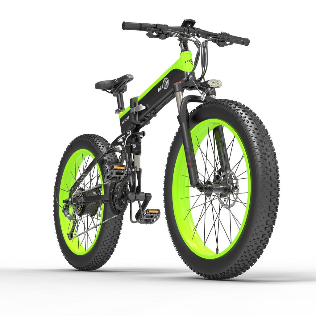 BEZIOR X1500 Skladací elektrický bicykel do každého terénu 1500W motor 48V12.8AH batéria Mestský vonkajší elektrický bicykel 26-palcové terénne pneumatiky E-horský bicykel