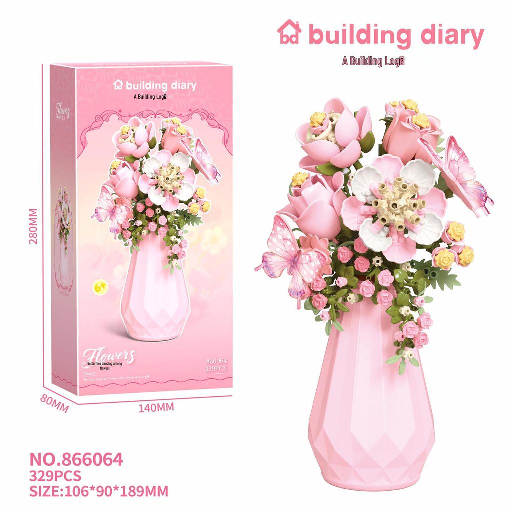 Compatible with LEGO Sunflower Building Block Vase: Handmade Bouquet Ornament & Girls' Gift Toy.