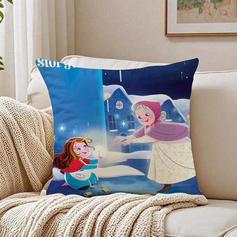 Story The Iittle Match Girl Illustration Art Cushion Cover Pillowcase Antidustmite living Room Sofa Decor Cushion Room