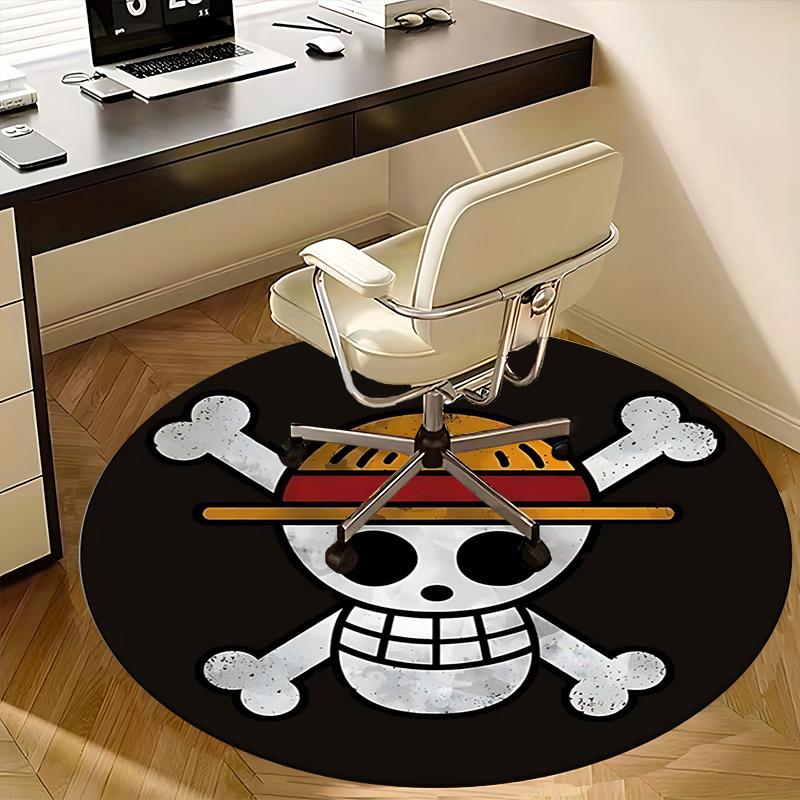 One Piece,Straw Hat Pirates Chair mat Round Rug Office carpet, Machine Washable, Non slip, Suitable for Living Rooms, Bedrooms