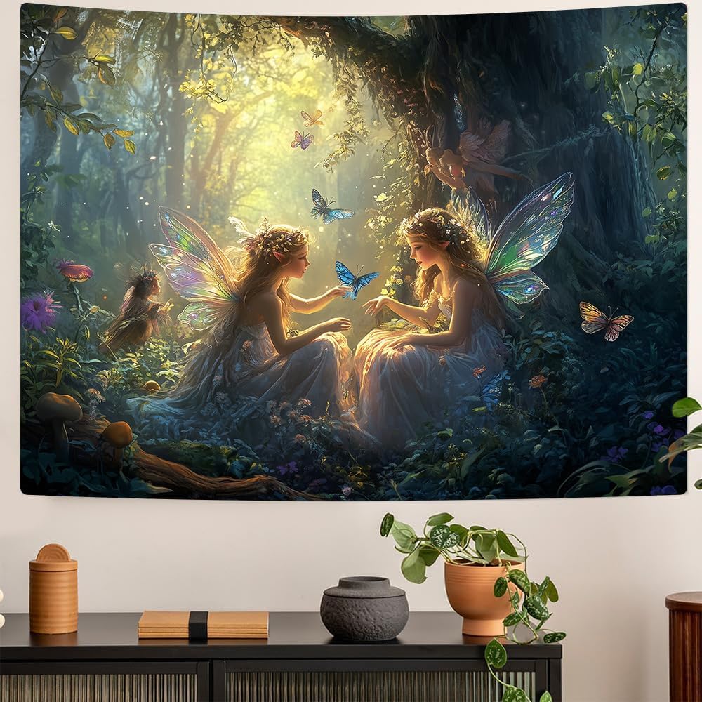 Magical Fairy Forest Tapestry Wall Hanging Boho Fantasy Boho Decor Witchy Goddess Room Art Tapestry
