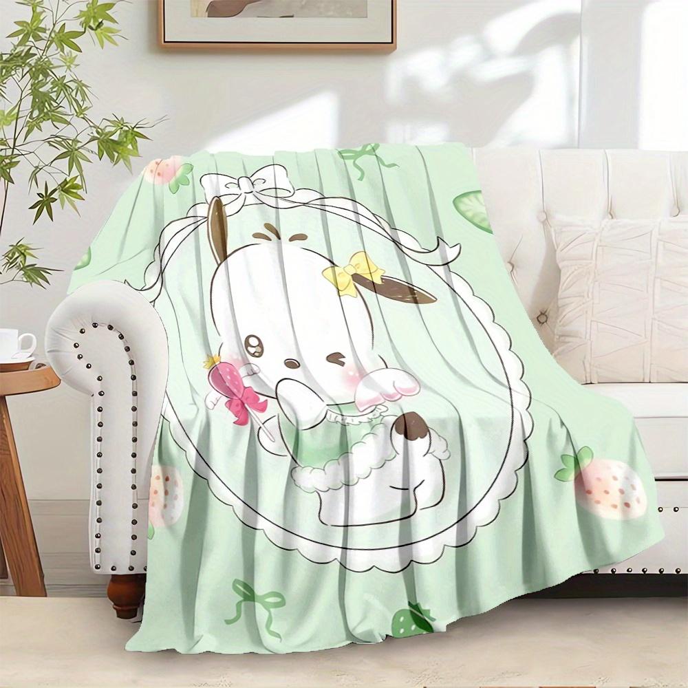 

1pc Pochacco, Strawberry ThemeDigital Print Flannel Throw Blanket, Super Soft Plush Fleece Bedspread, Multipurpose All-Season Hypoallergenic 130x150cm