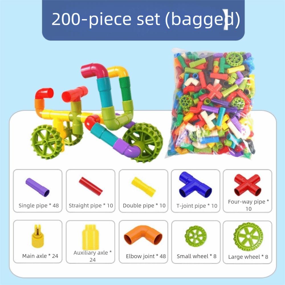 DIY Water Pipe Building Blocks Assembly Design Plastic Construction Educational Toys Splicing Pipes Montessori Building Blocks