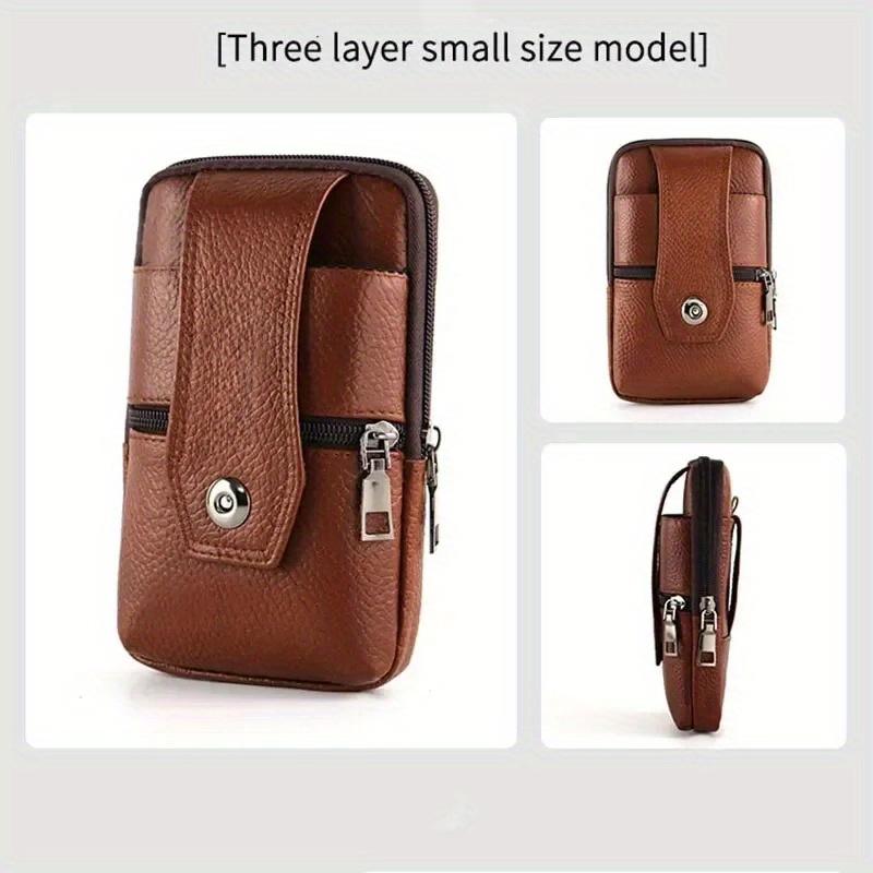 Men Waist Bag Large Capacity Belt Bag Brown Shoulder Bags Crossbody Bags Multi-layer Buckle Mobile Phone Bag Bum Pouch