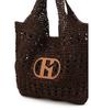 Hazzys Women Acc Signature H Logo Patch Dark Brown Rattan Shoulder Bag L Hiba6E794W2