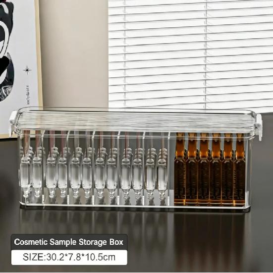 Transparent Acrylic Desktop Storage Box Cosmetic Organizer Plastic Rectangular Home Organization Tool Divided Lid Storage Box