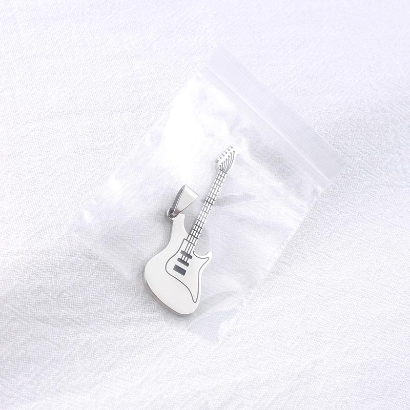 

Men s & Women s Stainless Steel Guitar Pendant Necklace, Simple Fashion Design, Non-Fading.