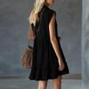 Women Button Down Casual Loose Fit Mini Dress with Ruffle Hem Short Sleeve V Neck Collared Design Lightweight Fabric