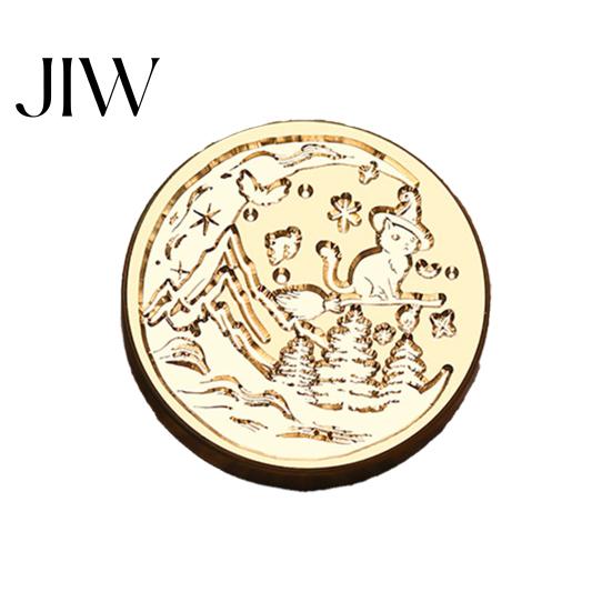 Halloween Stamp Head Themed Brass Wax Seal Head, Pumpkin Ghost Witch Bat Engraved Replaceable Sealing Replacement for Envelope Journal Gift Wrap Party