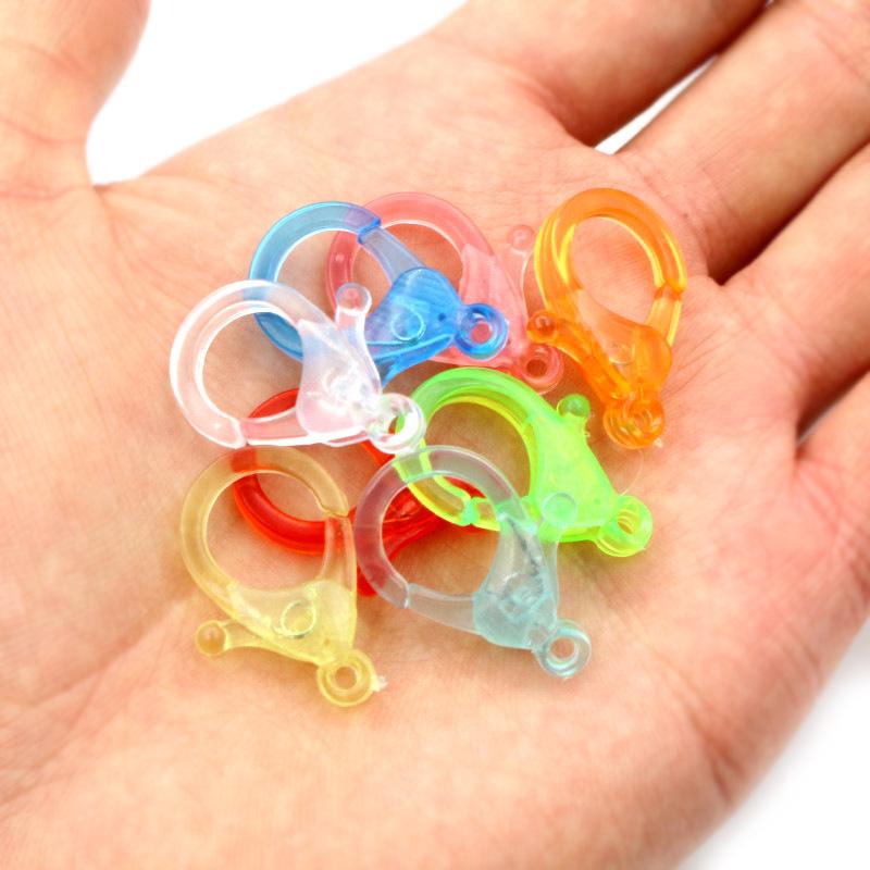 Mixed Color Plastic Lobster Clasp Keychains for DIY Jewelry and Plush Doll Pendants
