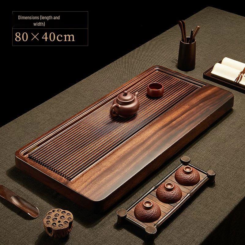 Jiakangming Walnut Solid Wood Tea Tray with Embedded Drainage