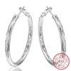 Genuine Real Pure Solid  For Women Color Round Hoop Earrings Fine Jewelry Large Round Female Earrings Present GiftRound Jewelry