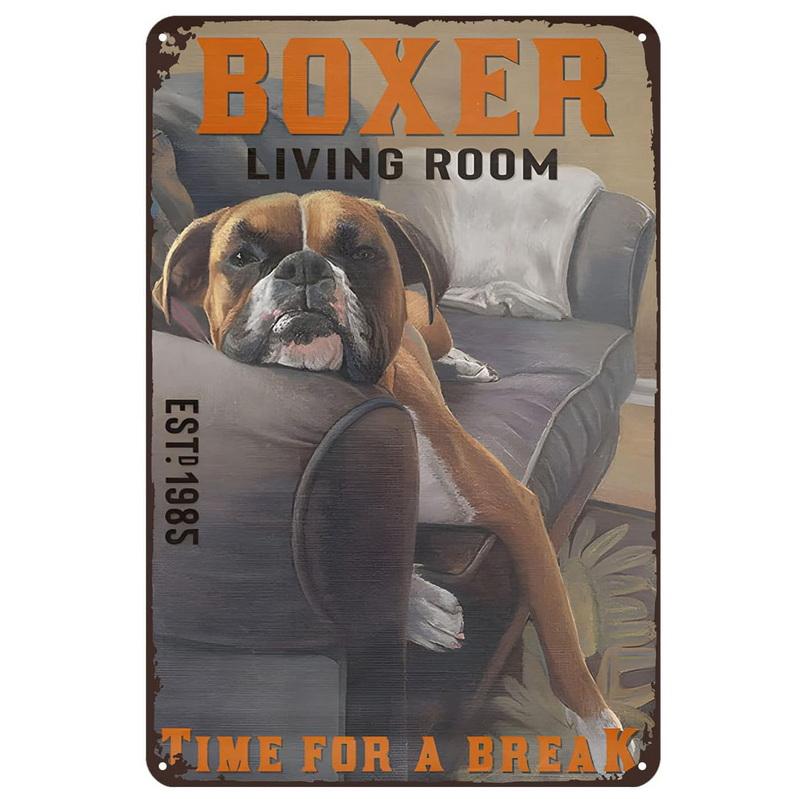 Dogs Metal Tin Signs Labrador Pitbull Wall Art Posters Plaque Vintage Iron Painting Decoration for Home Cafe Game Room Club Bar