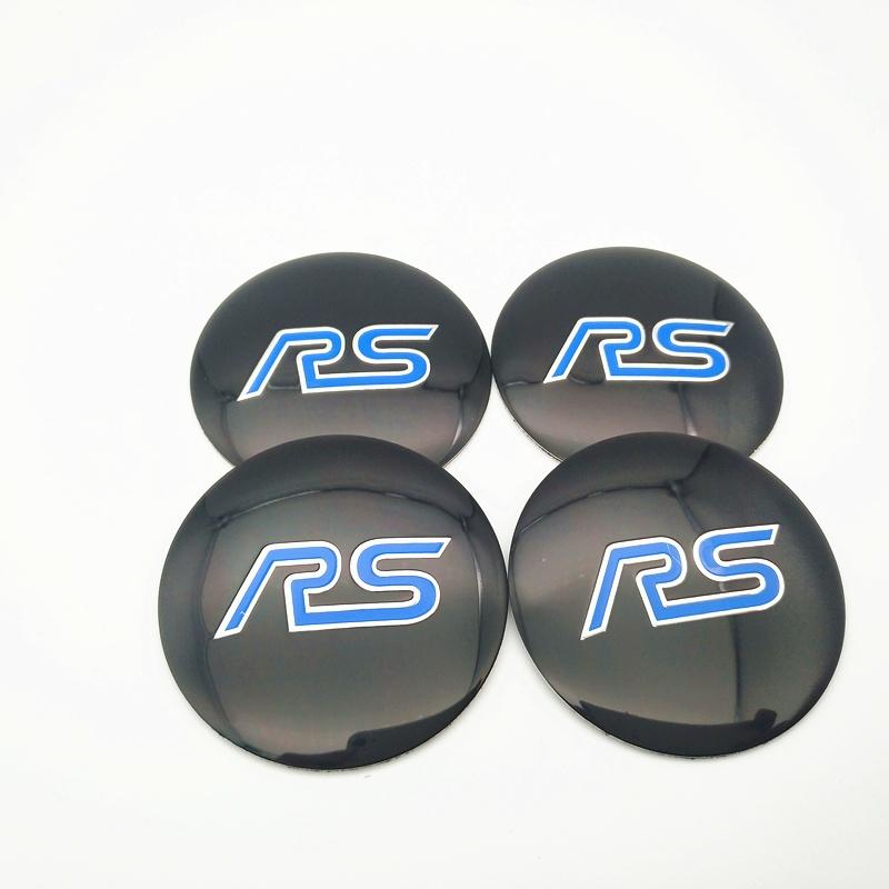 Car-styling 4pcs 56.5mm RS Wheel Hub Center Cap Aluminum Sticker For Focus 2 3 MK2 Fiest Kuga Ranger Fusion Mondeo