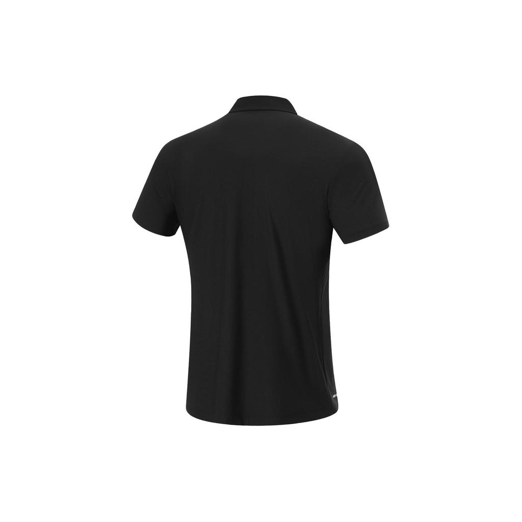 Li-Ning Fitness Series Solid Color Comfortable Fashion Sweat-Absorbing Breathable Short Sleeve Polo Shirt Men Polo Shirts Black APLU123-5