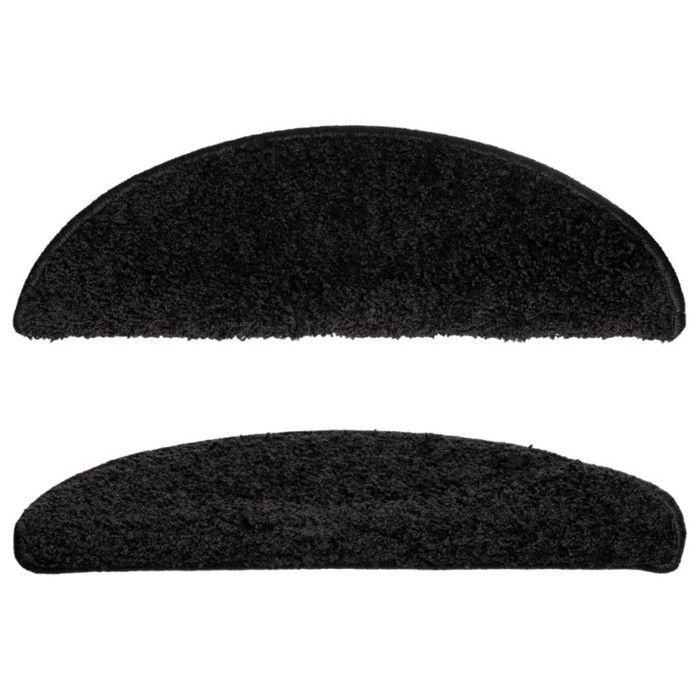 VidaXL Stair Carpet 15 Pieces 56 X 17 X 3 Cm Black Semicircular 133893
