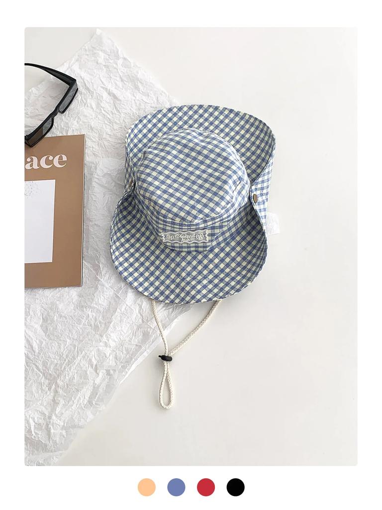 Stripesd Fisherman Hat Women's Summer New Large Brim Lanyard Sun Hat Outdoor Camping Style Hiking Mountaineering Hat Bucket Hat