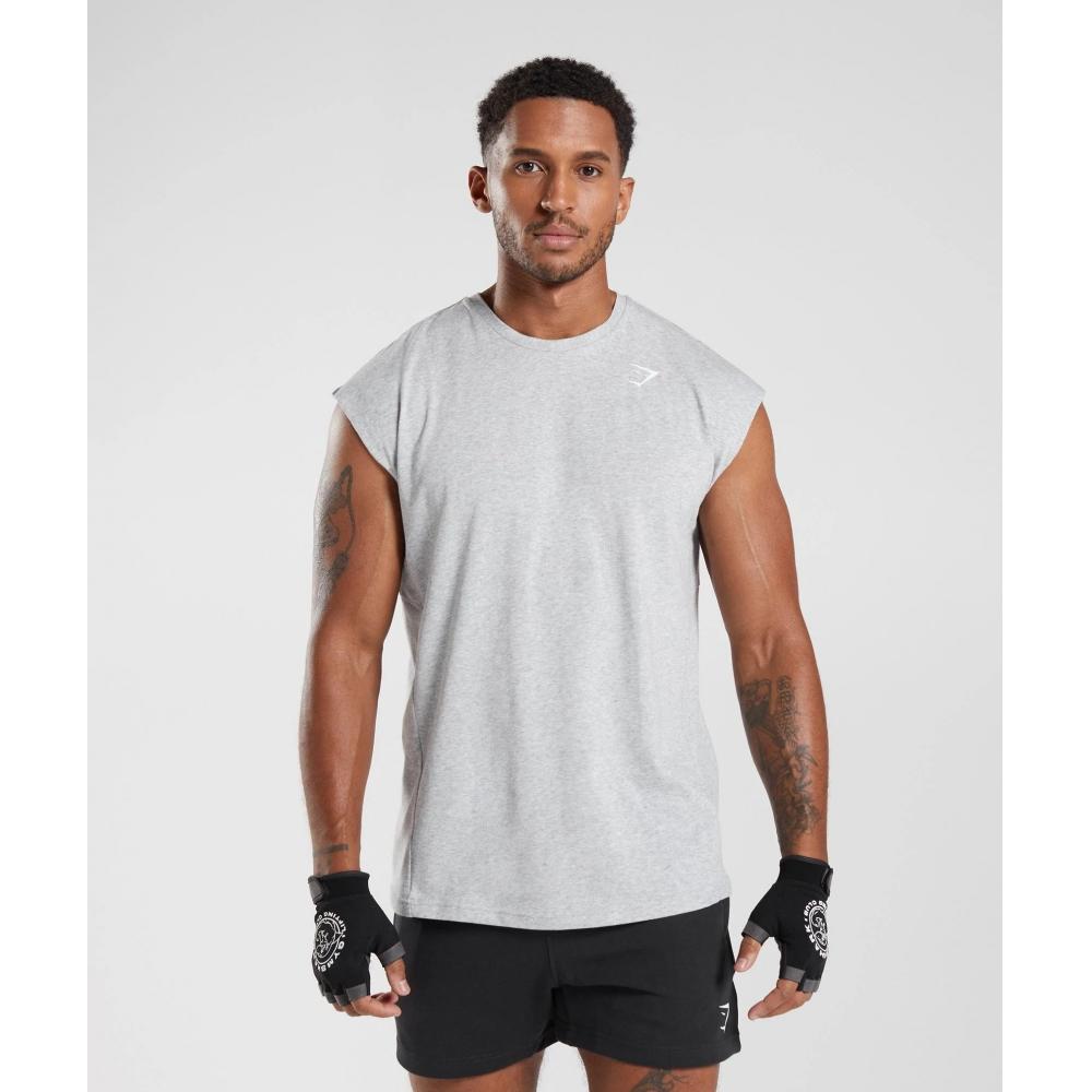 

GYMSHARK React Cut Off Tank Light Grey Core Marl A2A8P GBCN