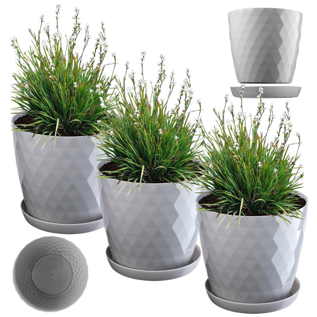 KADAX 3x Pot 16cm Cover + White Saucer