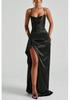 2026 Summer Solid Color Off-Shoulder Satin Sleeveless Strap Dress for Women