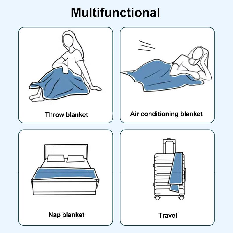 Luxury Flannel Travel Blanket for Airplane Lightweight Office Nap Soft Blanket Non-shedding and Colorfast Multi-purpose Blankets