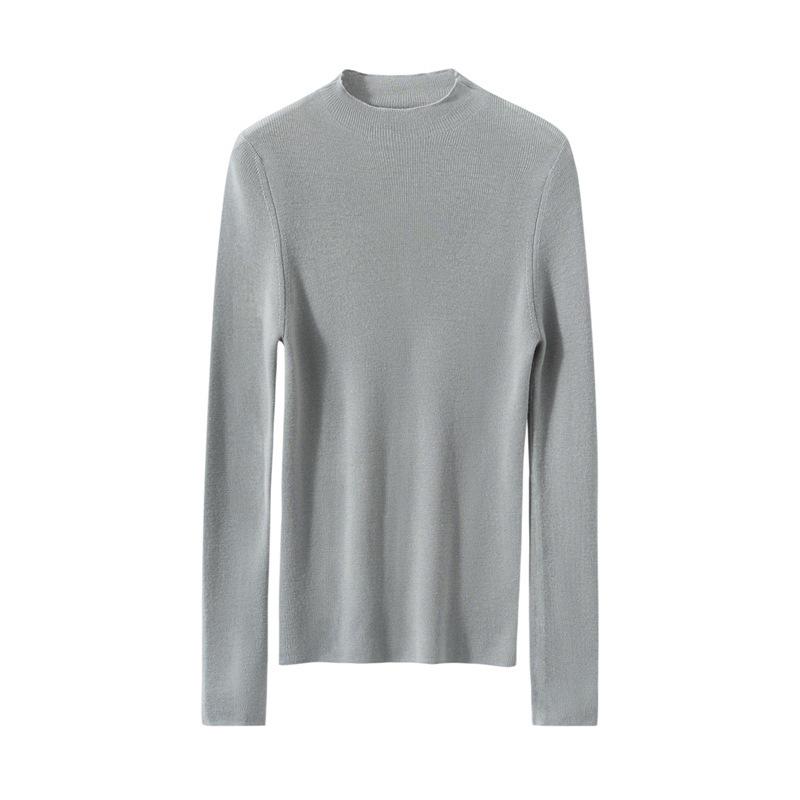 Women's Slim Fit Pure Wool Knit Pullover - Soft, Skin-Friendly, Long Sleeve Base Layer for Autumn/Winter