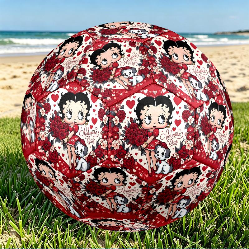 Betty Boop Print Size 5 Soccer Ball, PU Wear Resistant Football for Match Training and Daily Practice, Birthday Gift for Soccer Fans