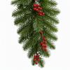 1 Pc Realistic Red Berries Artificial Pine Hanging Spray Plastic Teardrop Swag  Wall
