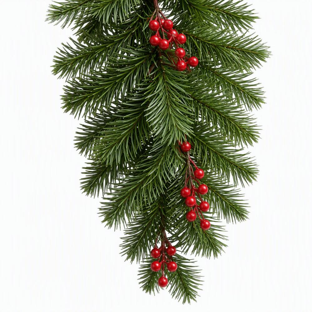 1 Pc Realistic Red Berries Artificial Pine Hanging Spray Plastic Teardrop Swag  Wall