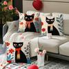 Black Cat Is Wearing A Scarf Digital Printing Pillow Cover Short Plush Suitable Living Rooms Bedrooms Sofas Throw Cushion Cover