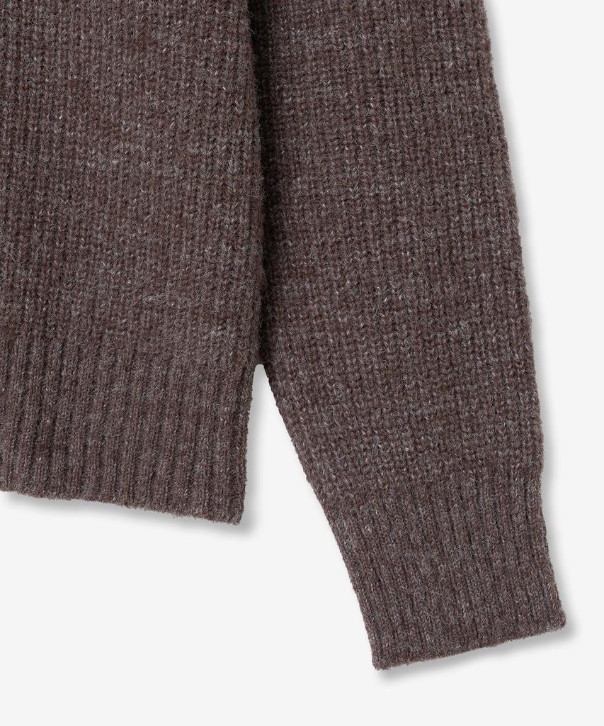 BLOND9 Grace Wool Rib Knit Sweater_Brown