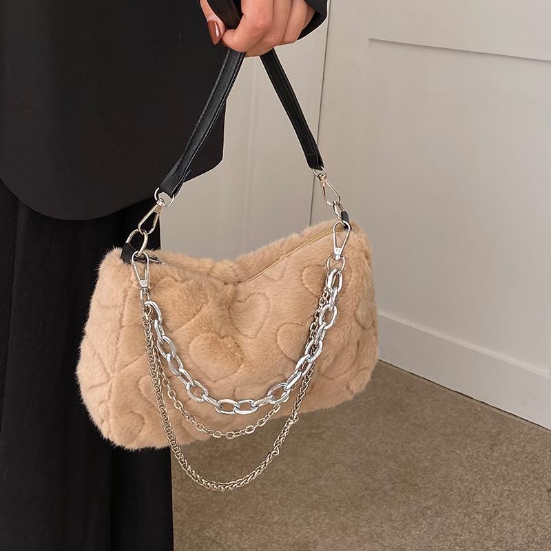 Fashionable Shoulder Bag for Women New Fashion Versatile Furry Crossbody Bag for Women Ins Niche Chain Bag