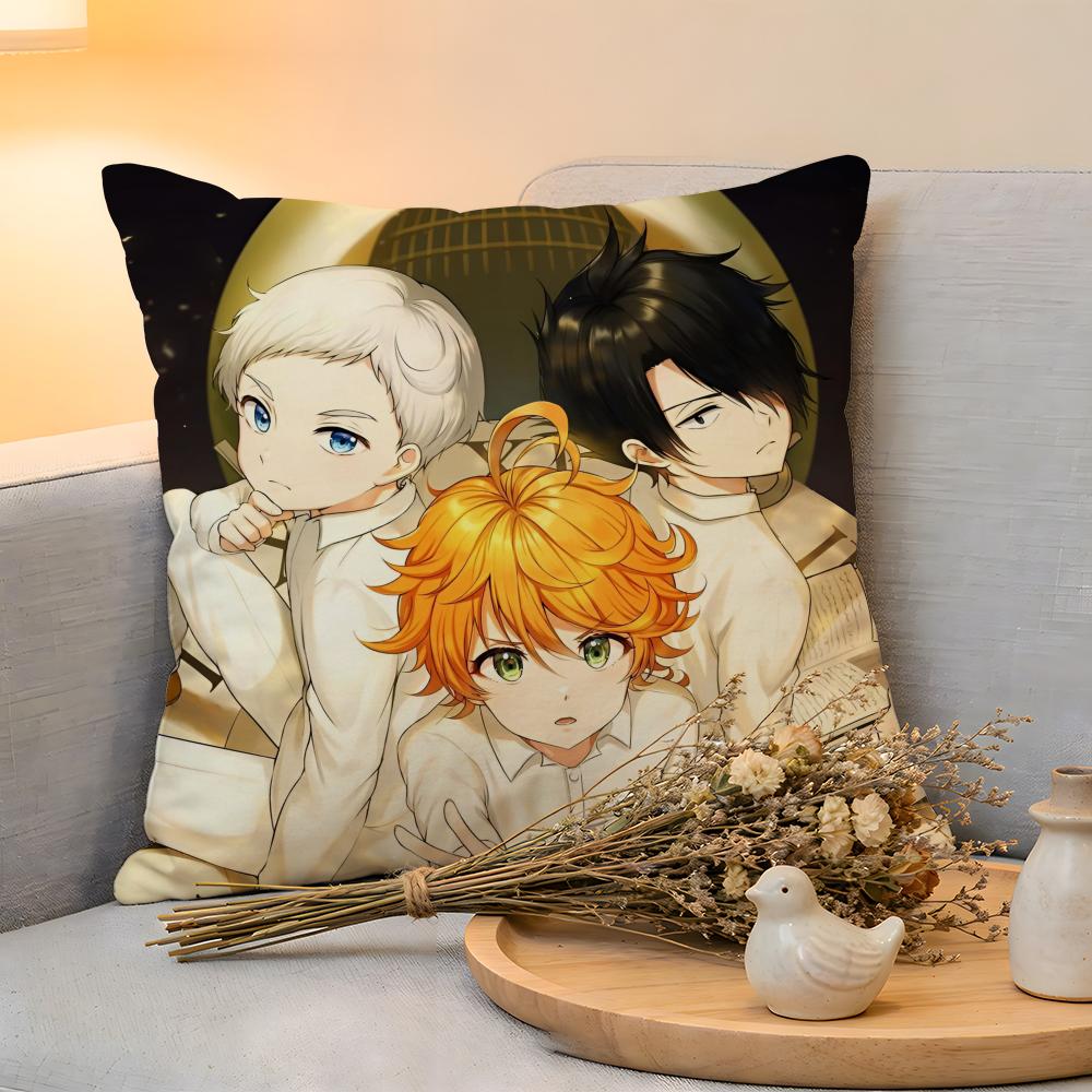 Cushion Cover Linen SkinFriendly Soft Decorative Case For Sofa Home Decor Cute Anime The PPromised Neverland Pillow Cover