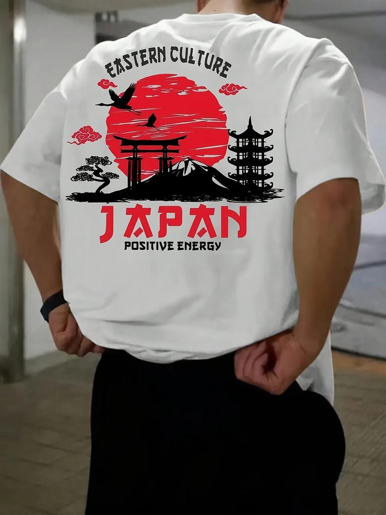 Japan Fuji Mountain Mens Tshirt Graphic Casual Cotton Short Sleeve Tops Summer Streetwear