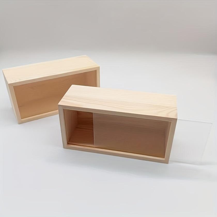 1 pz Scatola Estraibile in Pino con Coperchio Scorrevole Scatola di Legno Trasparente Scatola Portaoggetti Display Fai da Te Vetrina per Esposizione di Giocattoli e Figure Accessori per la Casa